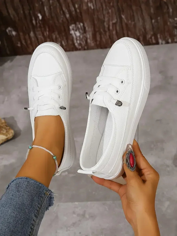 Scarpe Donna Basse Punta Tonda con Lacci Casual