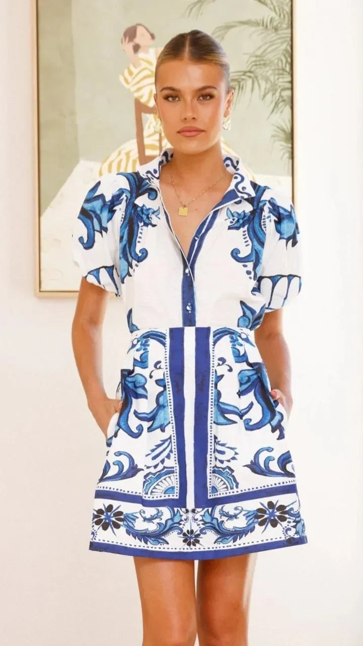 Abito Midi Donna in Lino Floreale Estivo