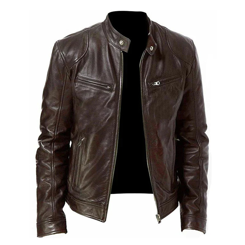 Giacca Biker Uomo Zip Tasche Multiple Stile Casual