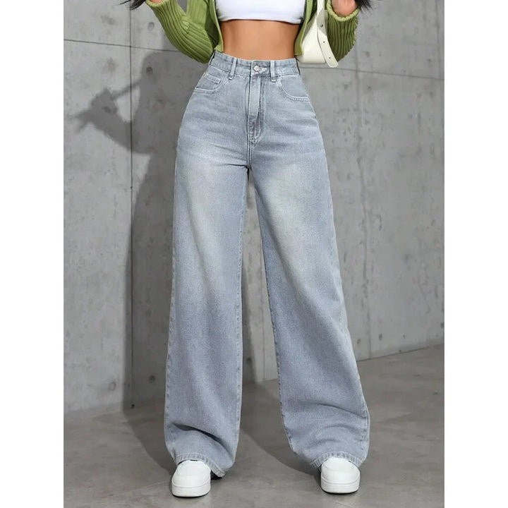 Jeans Donna Vita Alta Vestibilità Larga Casual