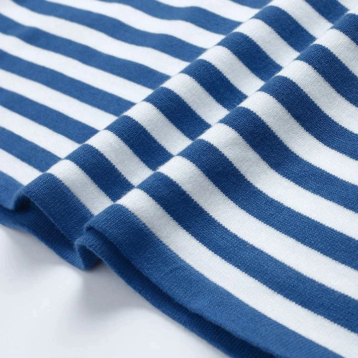 Felpa Donna in Maglia a Righe Manica Lunga Scollo Rotondo Casual