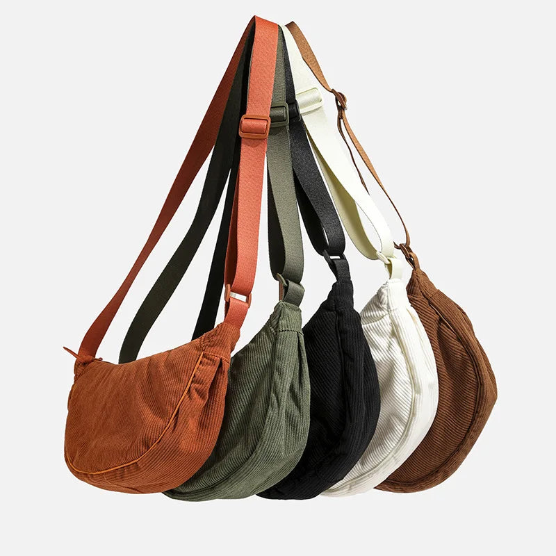 Borsa a Tracolla Donna in Velluto a Coste Tracolla Regolabile Casual - Vesarelli