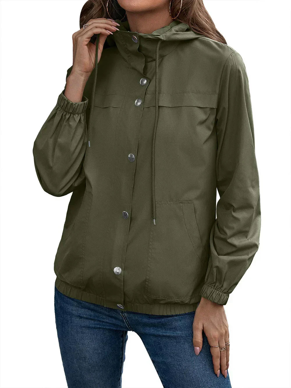 Trench Donna Impermeabile con Cappuccio Lunghezza Lunga