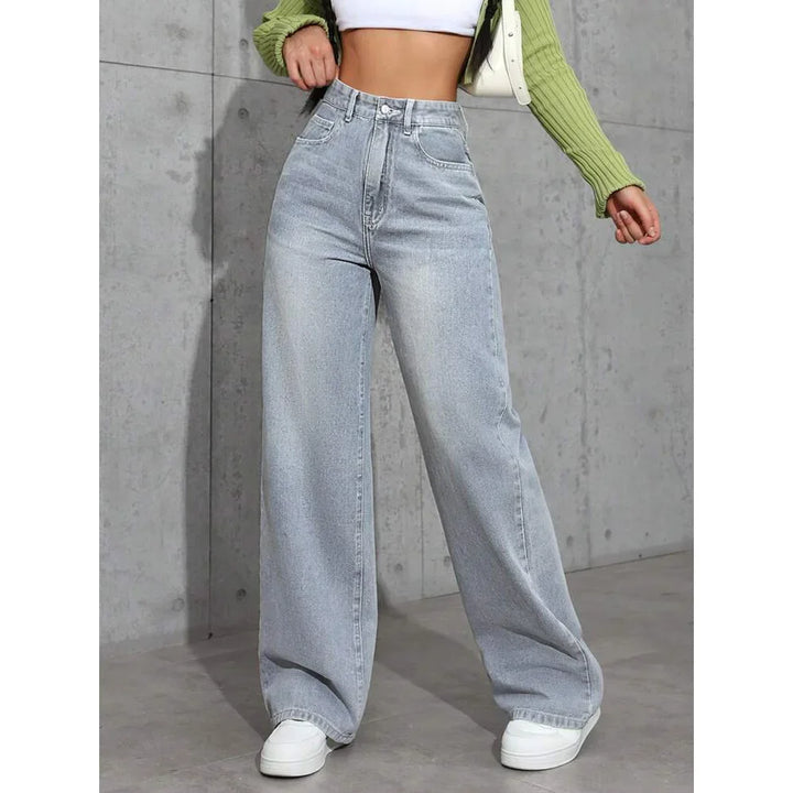 Jeans Donna Vita Alta Vestibilità Larga Casual