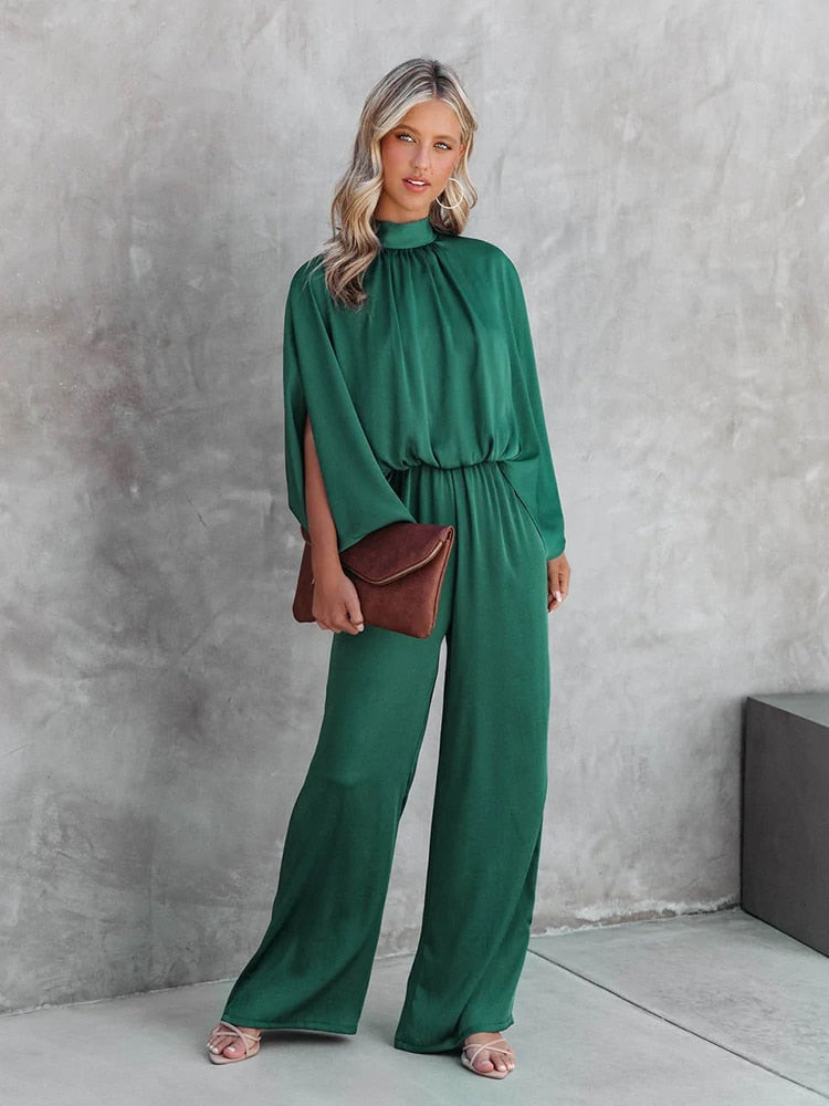 Tuta Donna Elegante Tessuto Leggero Pantaloni Ampi