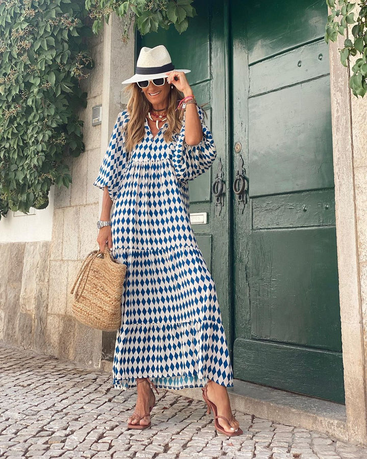 Abito Maxi Donna Stile Bohémien Taglio Rilassato