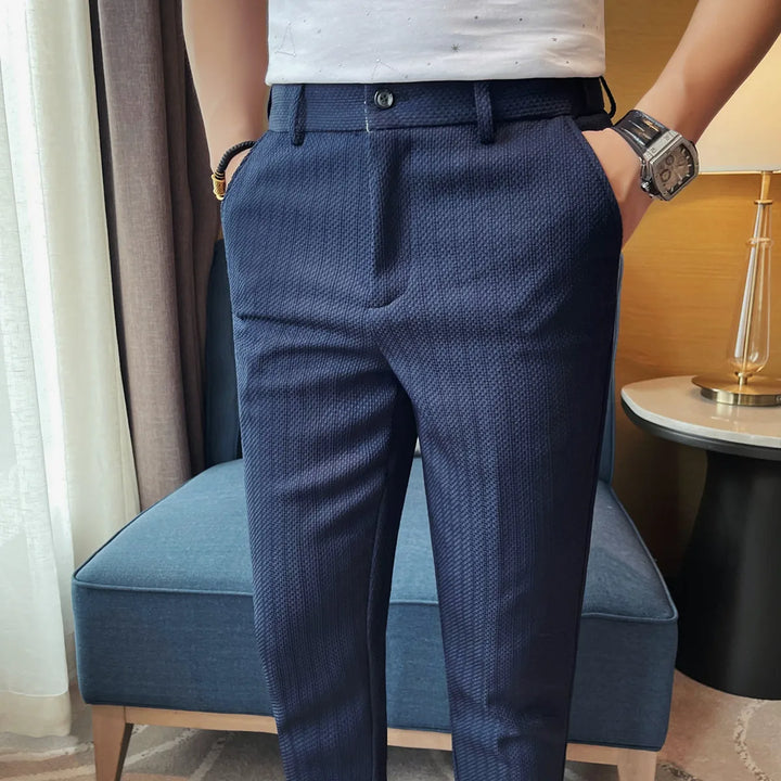 Pantaloni Uomo Slim Fit Tessuto Elegante