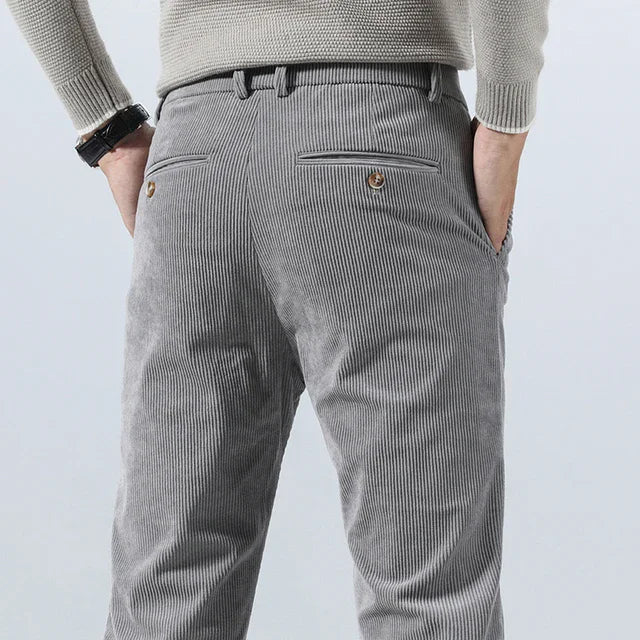 Pantaloni Uomo Eleganti Tessuto Morbido Vestibilità Regular