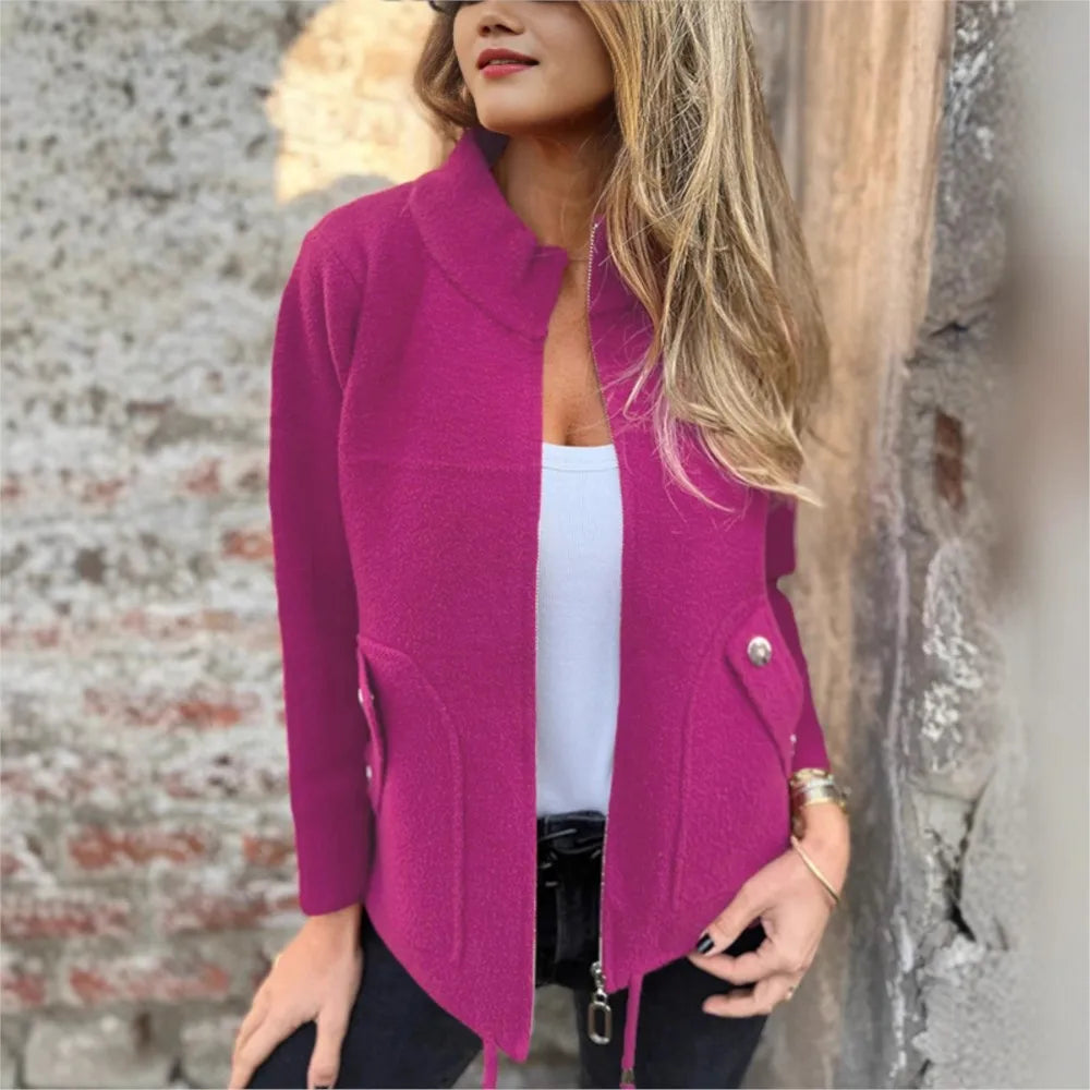 Giacca Donna Invernale Collo Alto con Cerniera Elegante