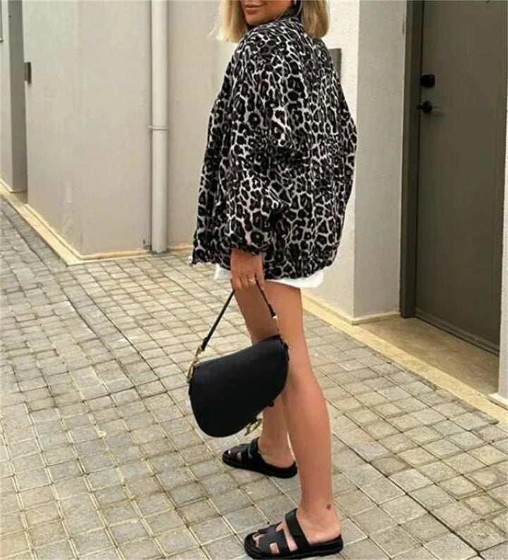 Giubbotto Bomber Donna Tessuto Stampato Vestibilità Regular