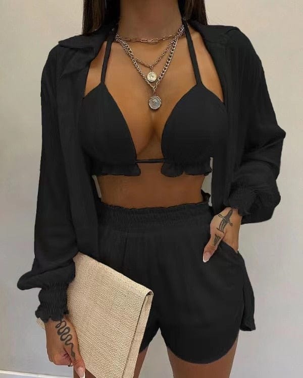 Set Costumi da Bagno Donna Tessuto Leggero Stile Elegante