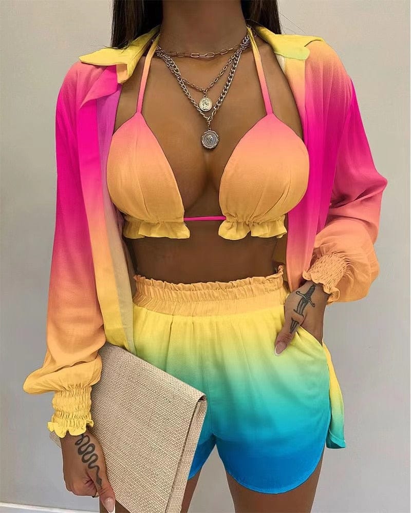 Set Costumi da Bagno Donna Tessuto Leggero Stile Elegante