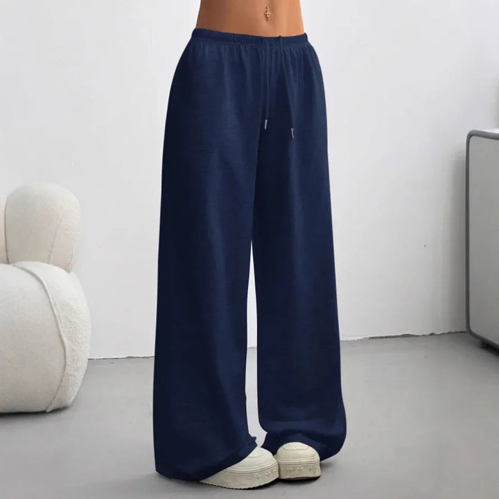 Pantaloni Jogging Donna Tessuto Morbido Gamba Larga Comoda