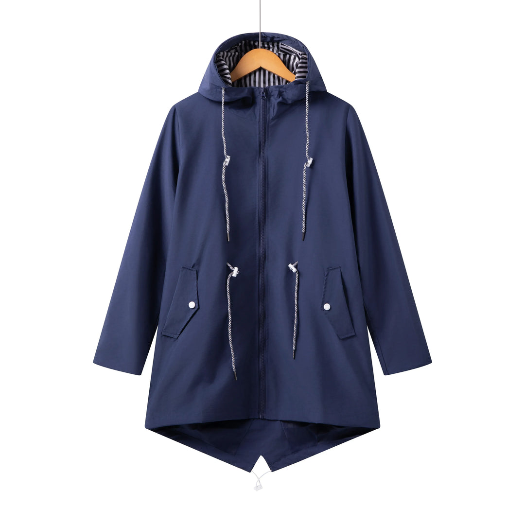 Trench Donna Impermeabile con Cappuccio Stile Casual