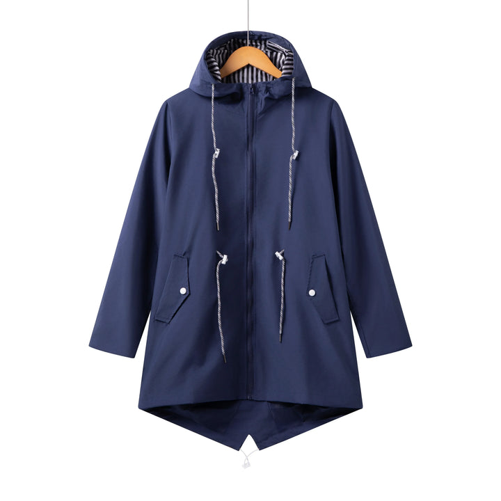 Trench Donna Impermeabile con Cappuccio Stile Casual