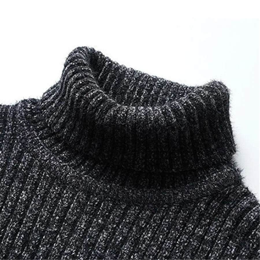 Maglione Uomo Collo Alto Maglia Calda Slim Fit
