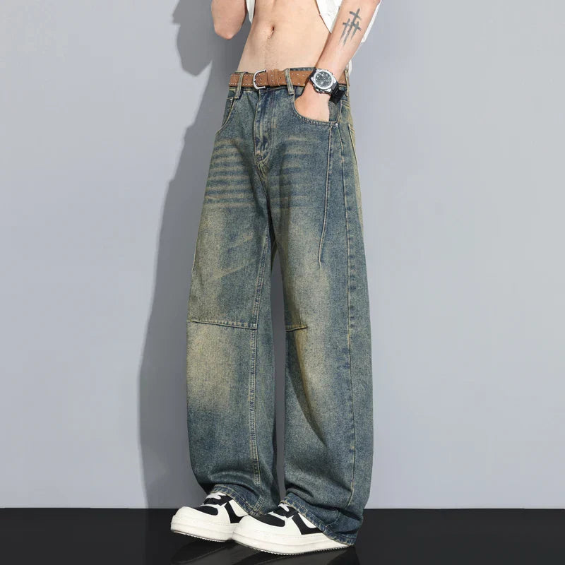 Jeans Uomo Gamba Larga Vestibilità Ampia