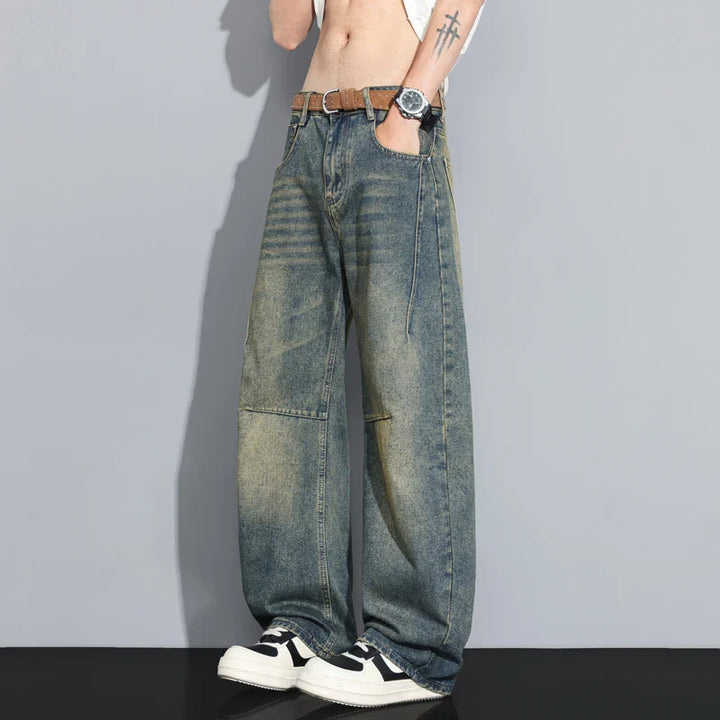 Jeans Uomo Gamba Larga Vestibilità Ampia