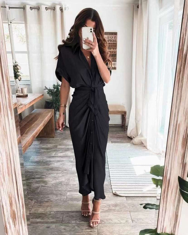 Abito Maxi Donna con Chiusura a Bottoni Vestibilità Elegante