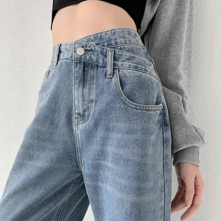 Jeans Donna Vita Alta Stile Mom Elegante