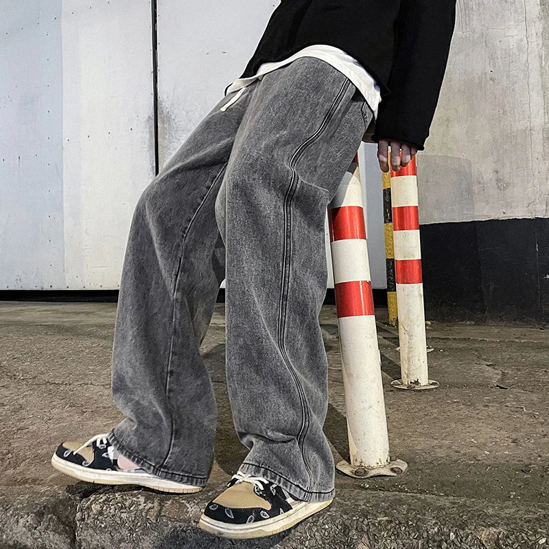 Jeans Uomo Larghi Stile Casual Strada