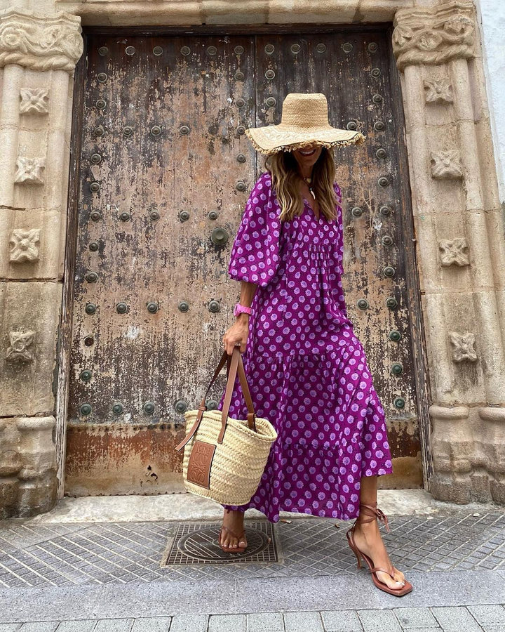 Abito Maxi Donna Stile Bohémien Taglio Rilassato
