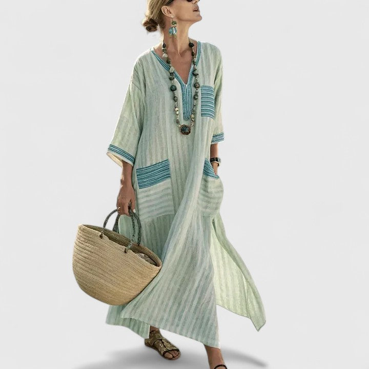 Abito Donna Stile Bohemien Tessuto Leggero Vestibilità Libera
