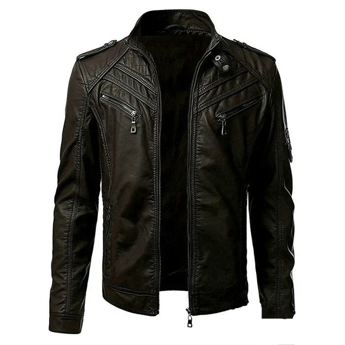Giacca Biker Uomo con Zip Tasche Multiple Stile Casual - Vesarelli