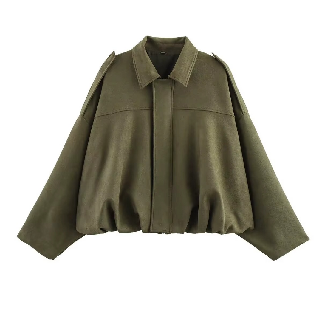 Giacca Bomber Uomo Effetto Scamosciato Oversize Vintage