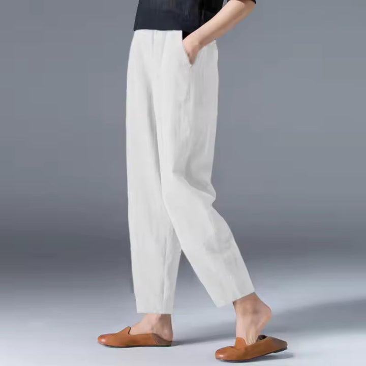 Pantaloni Donna Estivi Tessuto Leggero Gamba Affusolata
