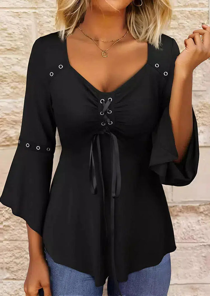 Camicetta Donna Maniche Lunghe Scollo a V