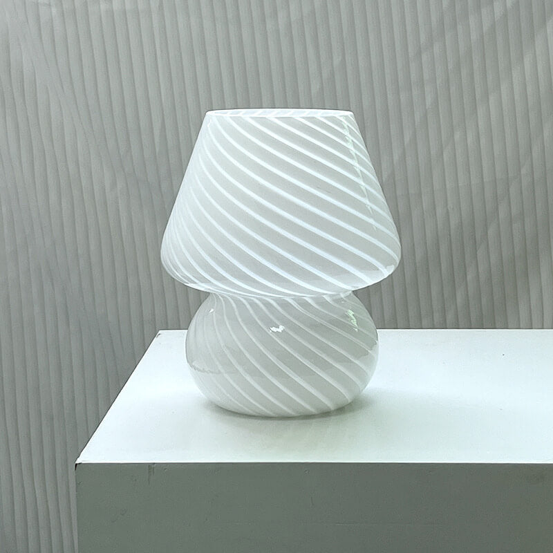 Lampada da Tavolo Vetro Spugna a Righe Stile Moderno Minimalista