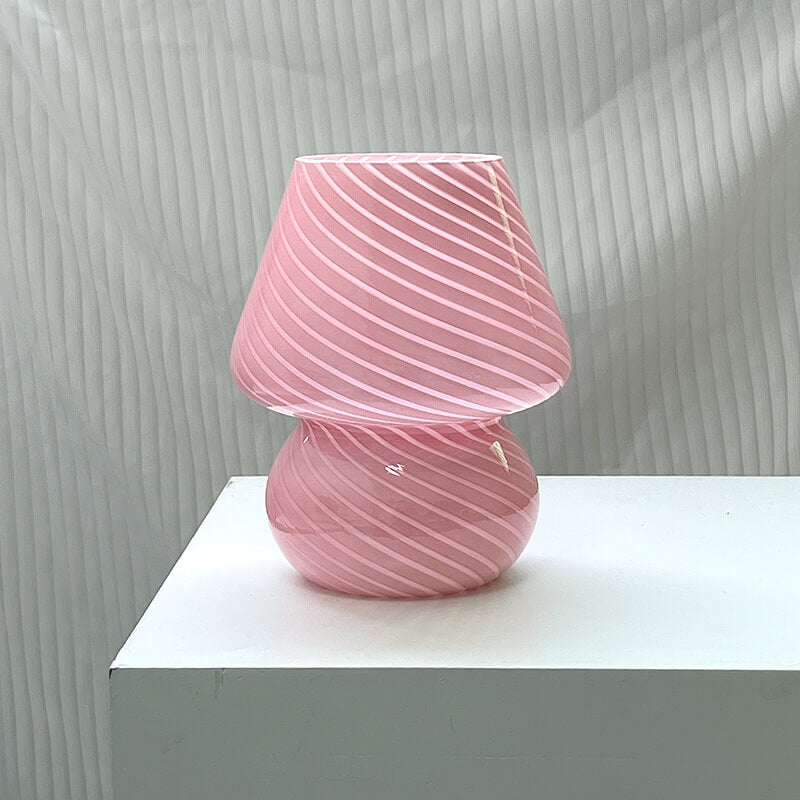 Lampada da Tavolo Vetro Spugna a Righe Stile Moderno Minimalista
