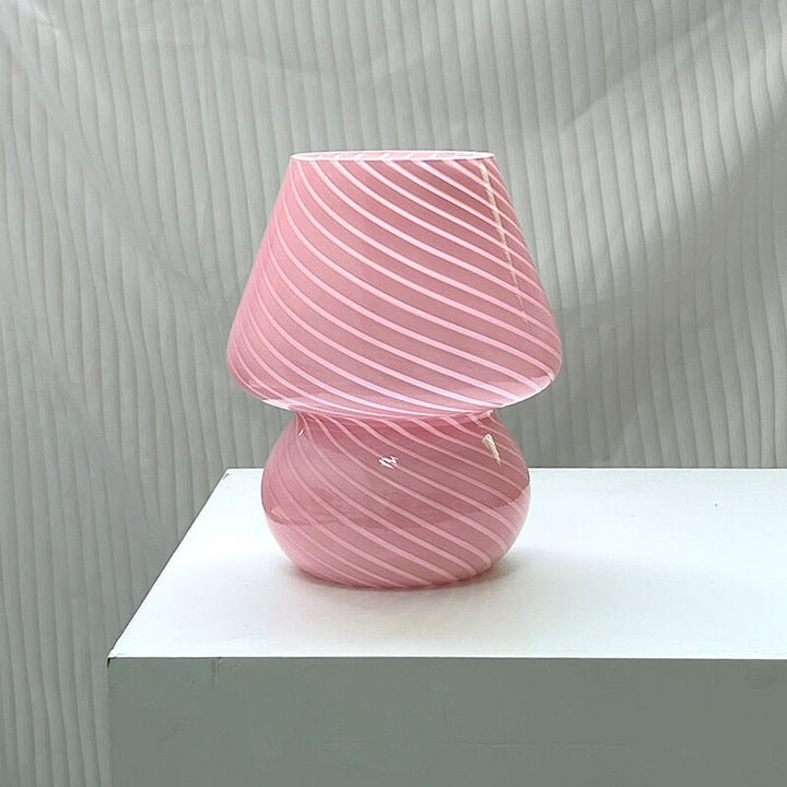 Lampada da Tavolo Vetro Spugna a Righe Stile Moderno Minimalista
