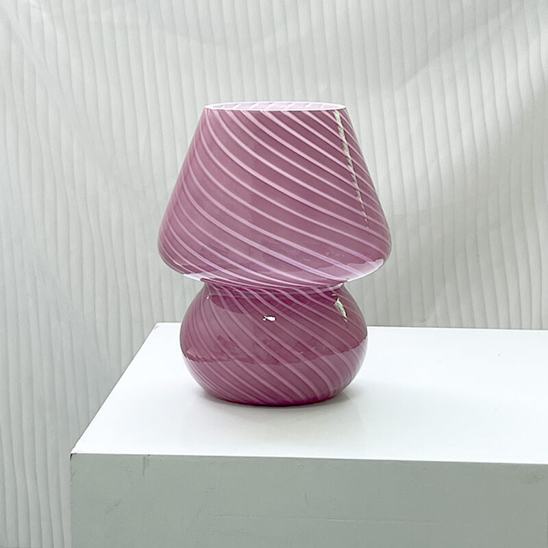 Lampada da Tavolo Vetro Spugna a Righe Stile Moderno Minimalista