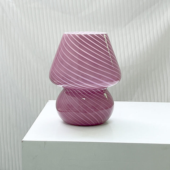 Lampada da Tavolo Vetro Spugna a Righe Stile Moderno Minimalista