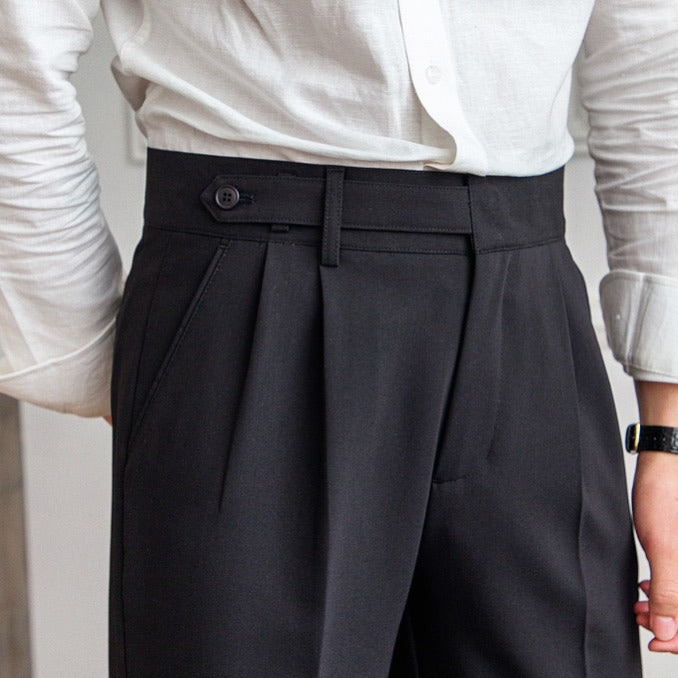 Pantalone Uomo Sartoriale Tessuto con Piega Gamba Dritta