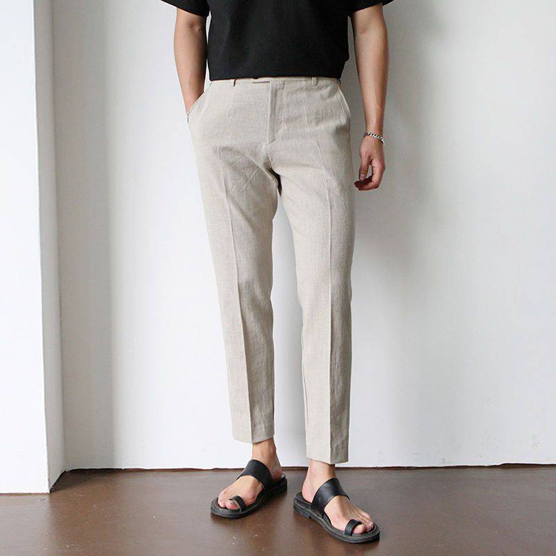 Pantaloni Uomo Gamba Dritta Tasche Laterali Classici