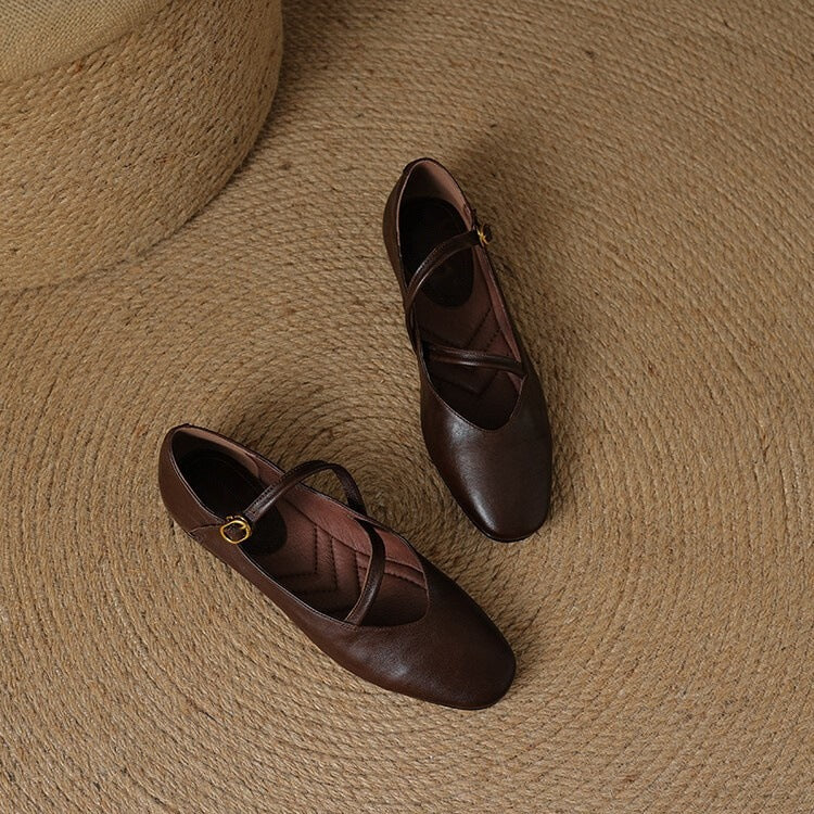 Scarpe Donna Mary Jane Pelle Cinturino con Fibbia