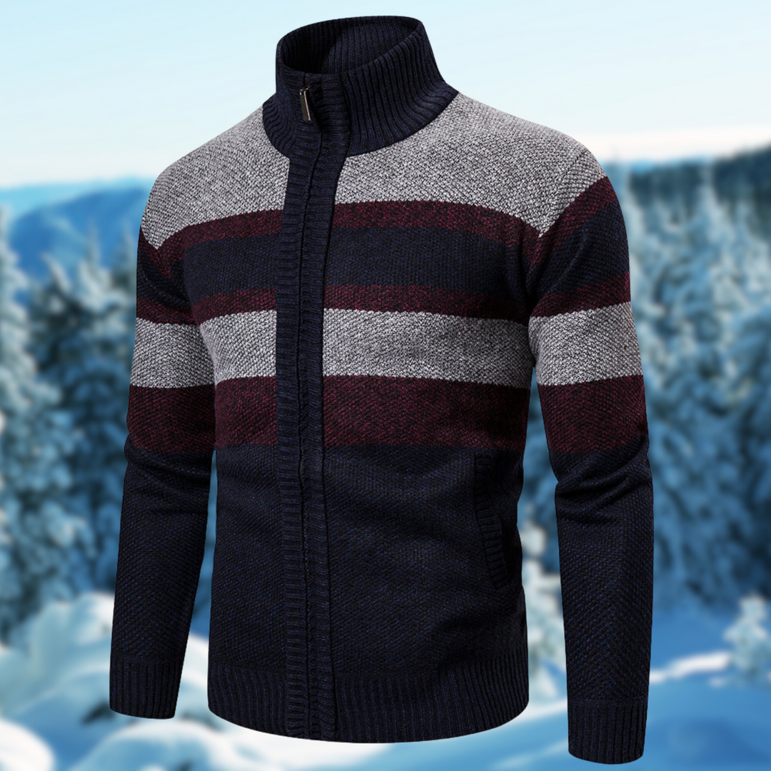 Cardigan Uomo Maglia a Righe Texture Morbida Vestibilità Comfort