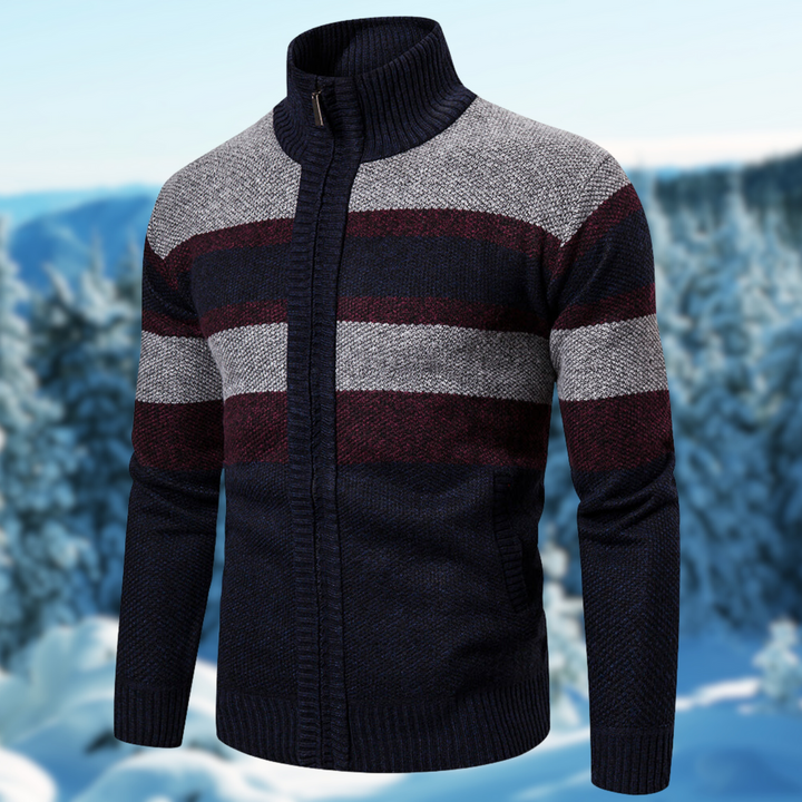 Cardigan Uomo Maglia a Righe Texture Morbida Vestibilità Comfort