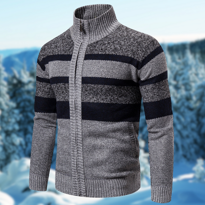 Cardigan Uomo Maglia a Righe Texture Morbida Vestibilità Comfort