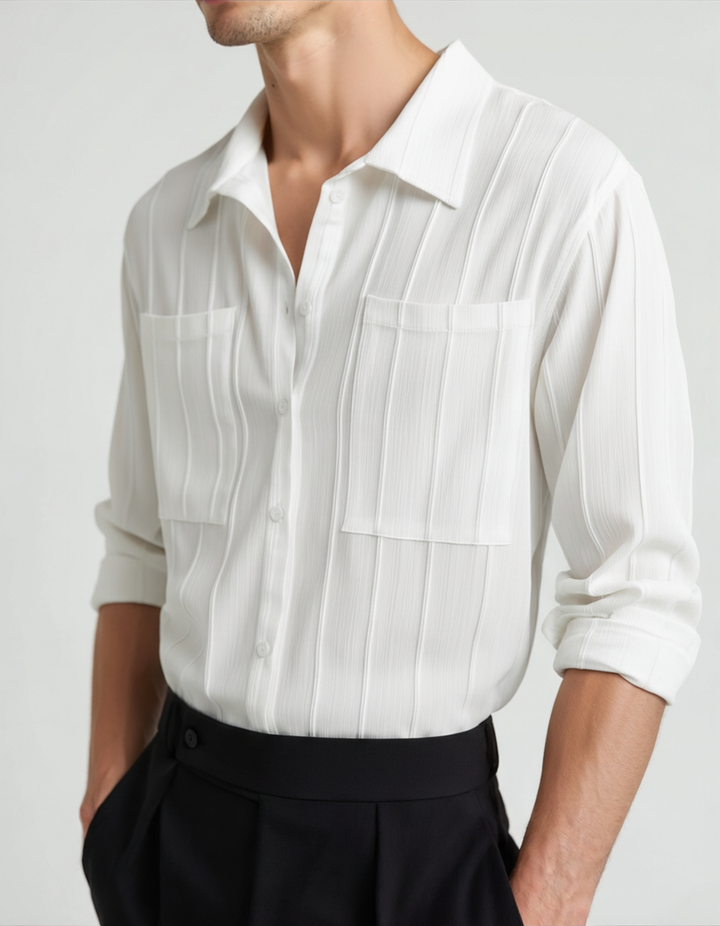 Camicia Uomo Cotone Comfort Stile Elegante Slim Fit