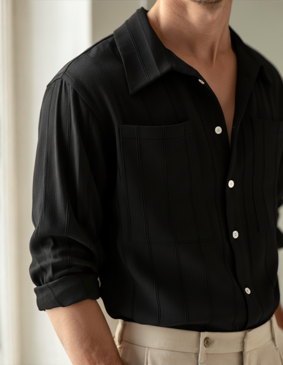 Camicia Uomo Cotone Comfort Stile Elegante Slim Fit