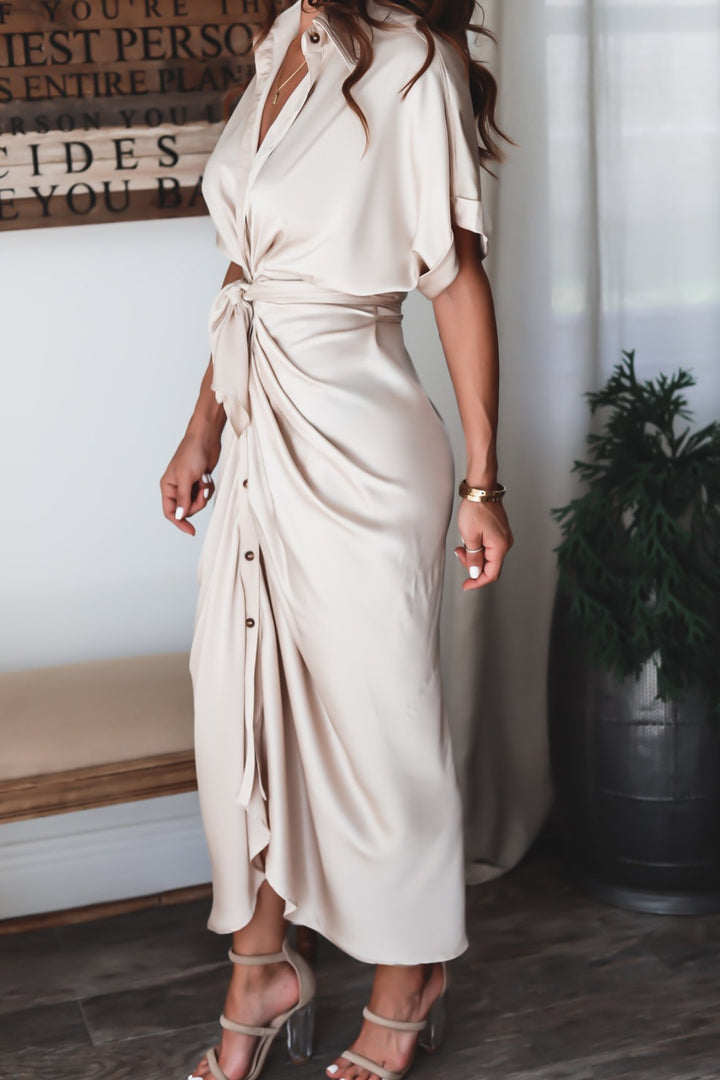 Abito Maxi Donna con Chiusura a Bottoni Vestibilità Elegante