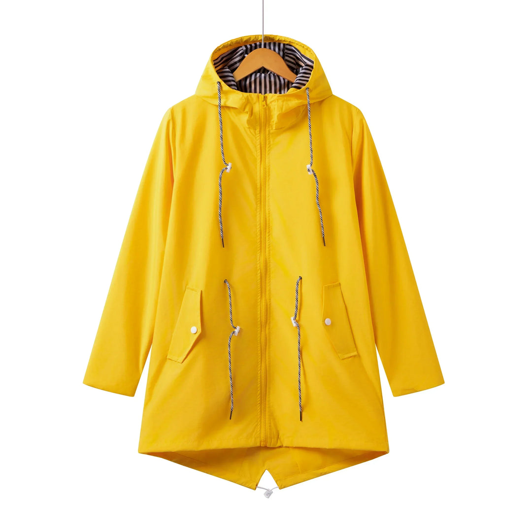 Trench Donna Impermeabile con Cappuccio Stile Casual