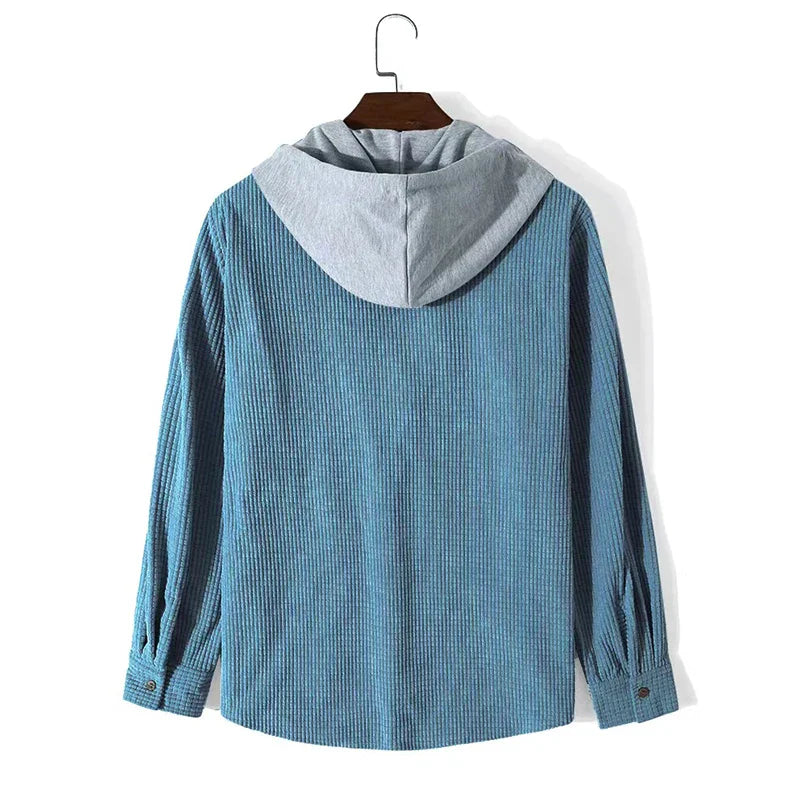 Giacca Uomo in Velluto a Coste con Cappuccio Regular Fit