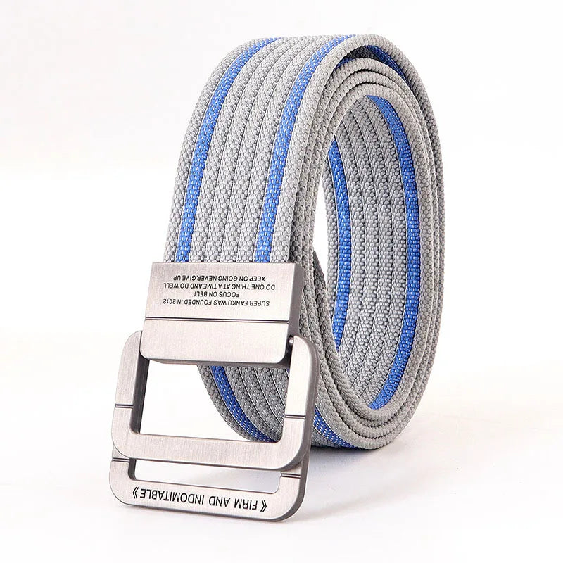 Cintura Unisex Tela con Fibbia Doppio Anello Stile Casual