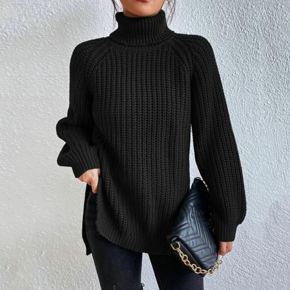 Maglione Donna Dolcevita Lavorato a Maglia Morbido