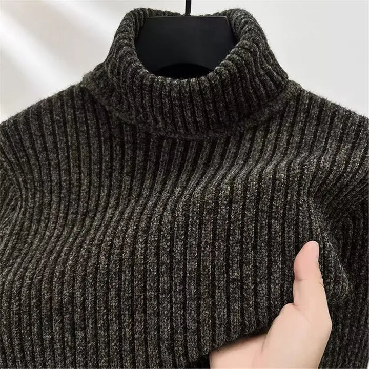 Maglione Uomo Collo Alto Maglia Calda Slim Fit